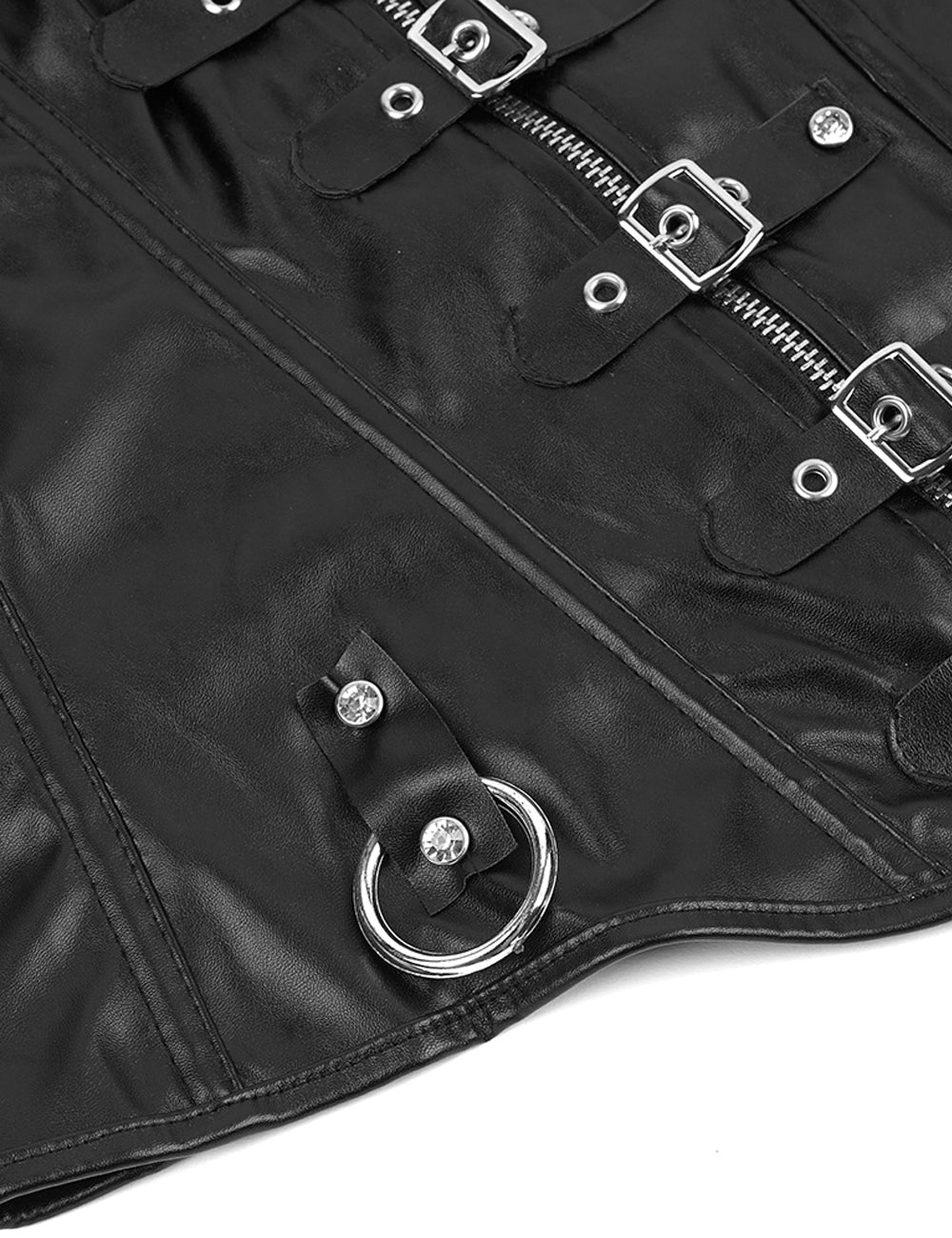 12 Pieces Plastic Bone Black Sexy Faux Leather Square Buckles Corset - TeaseFashion