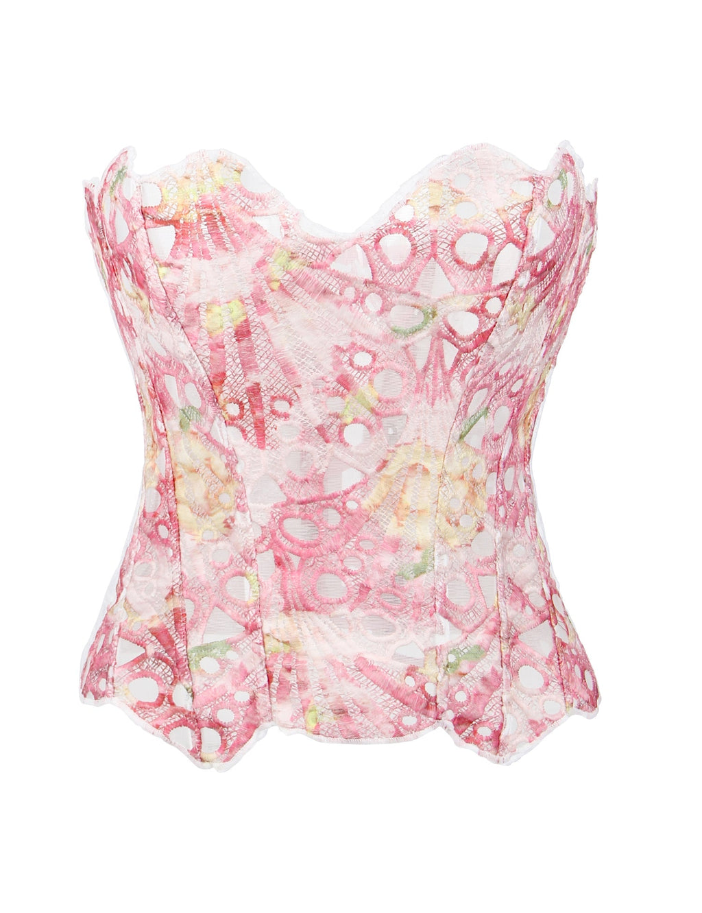 14 Bones Printing Hollow Lace - up Court - style Corset - TeaseFashion