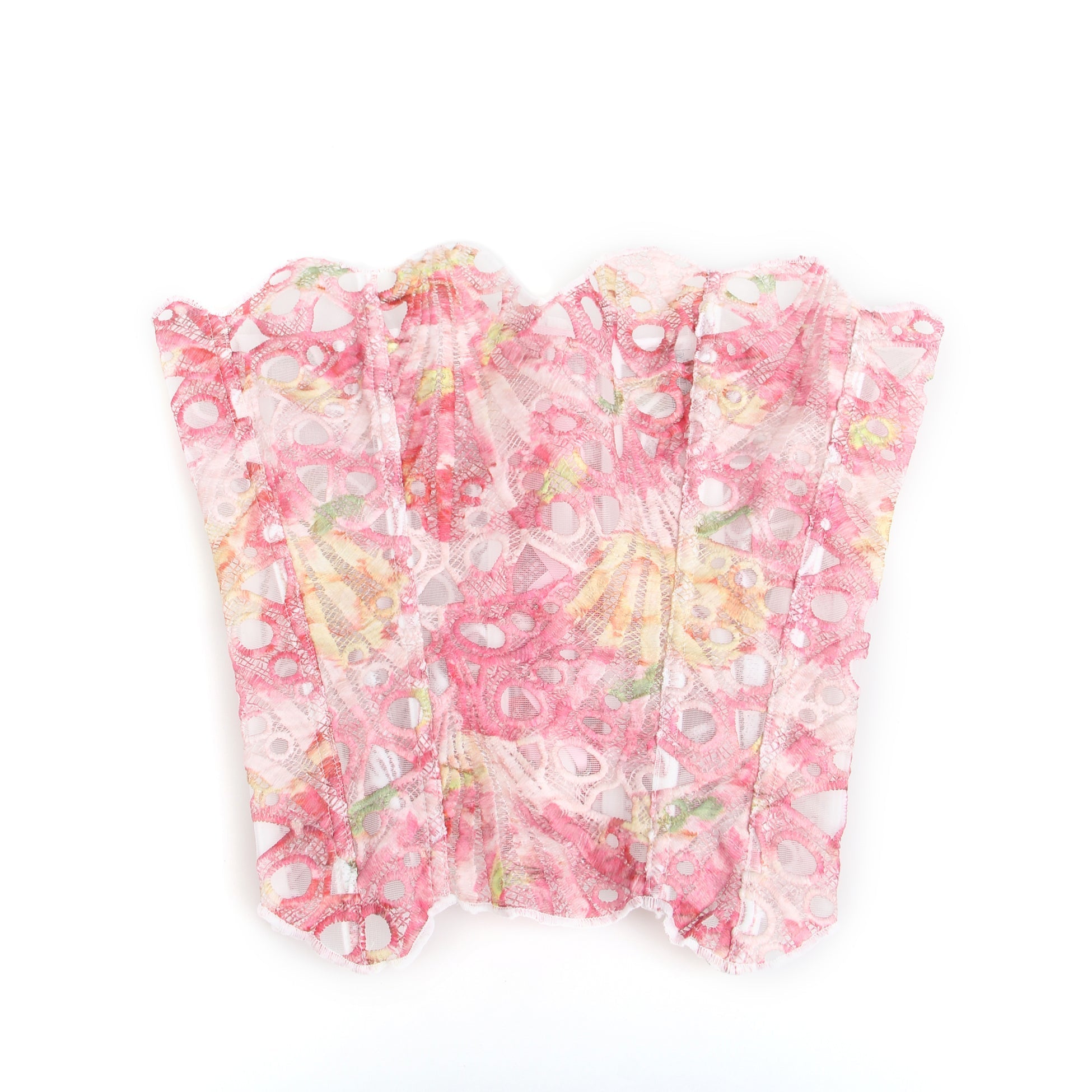 14 Bones Printing Hollow Lace - up Court - style Corset - TeaseFashion