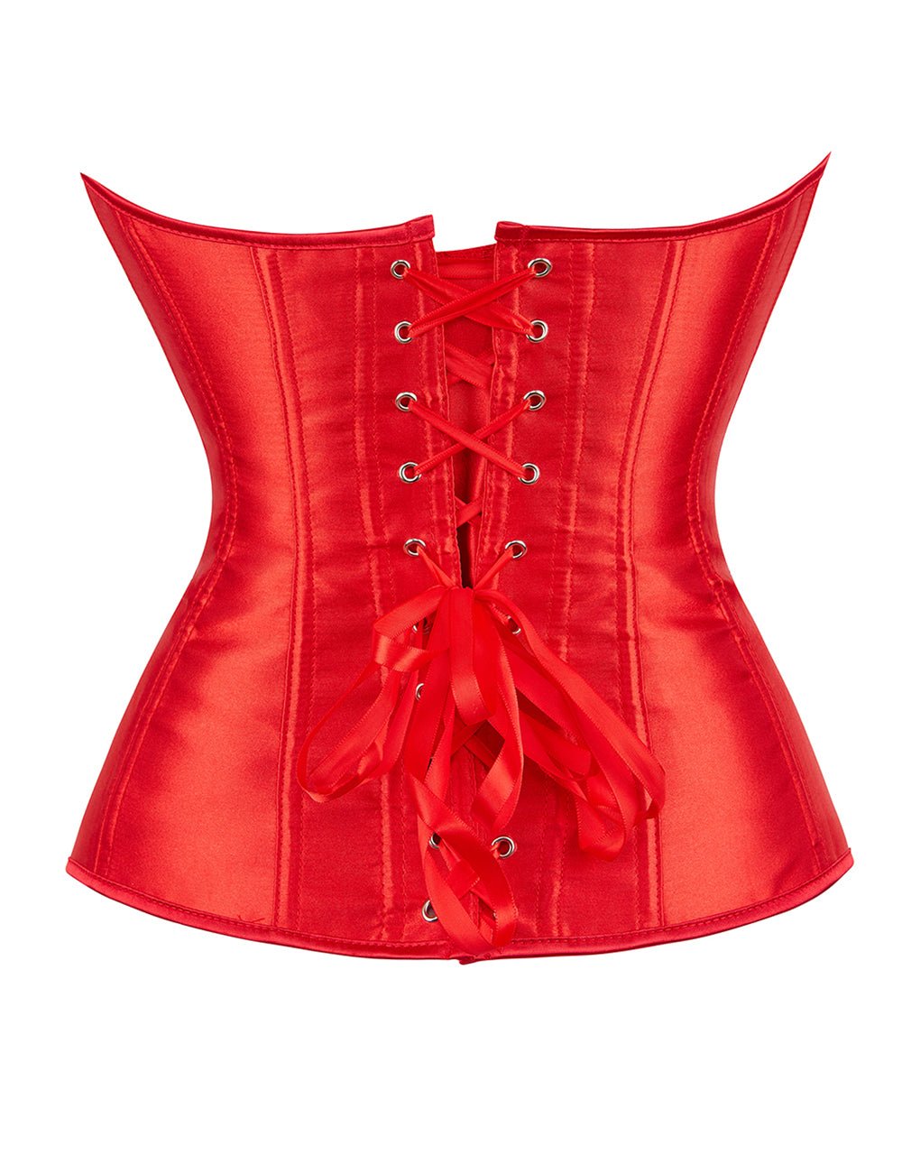 14 Pieces Plastic Bones Red Sexy Satin Tube Top Palace Style Corset - TeaseFashion