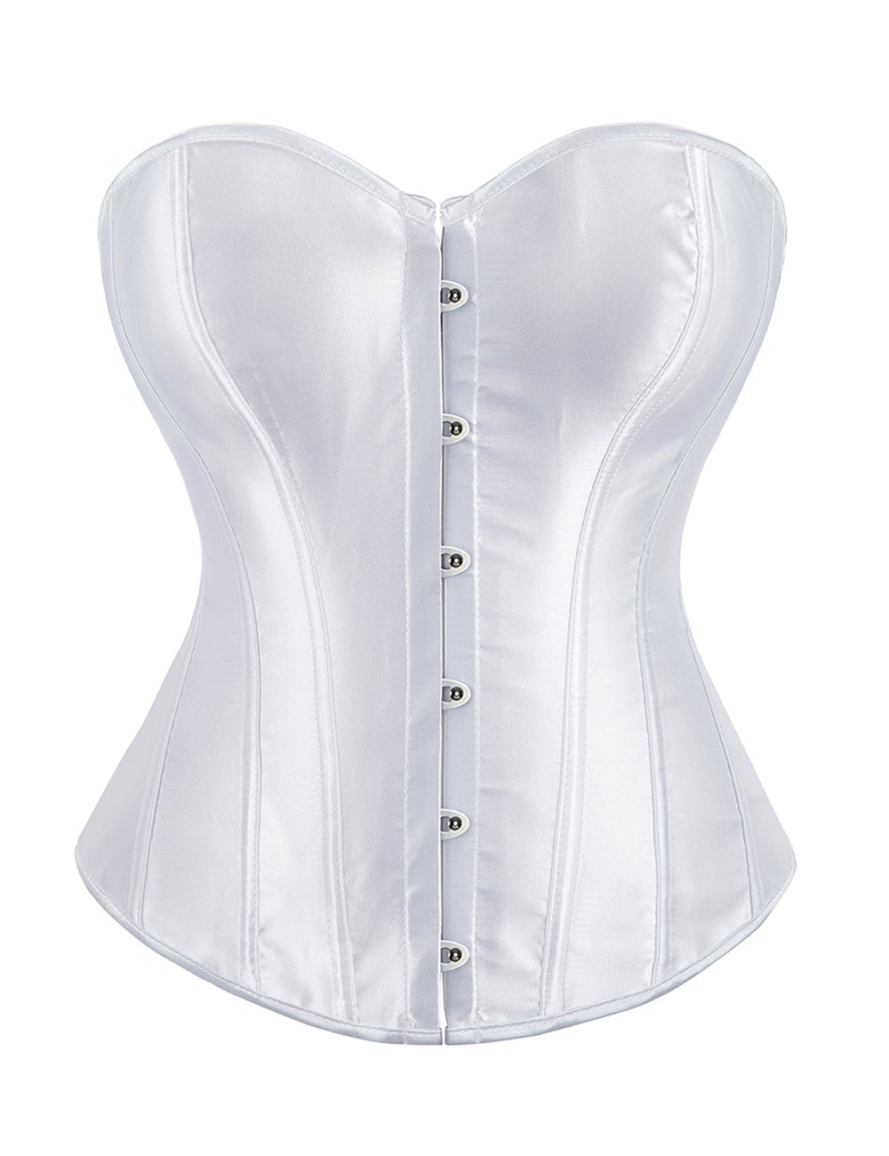14 Pieces Plastic Bones White Sexy Satin Tube Top Palace Style Corset - TeaseFashion