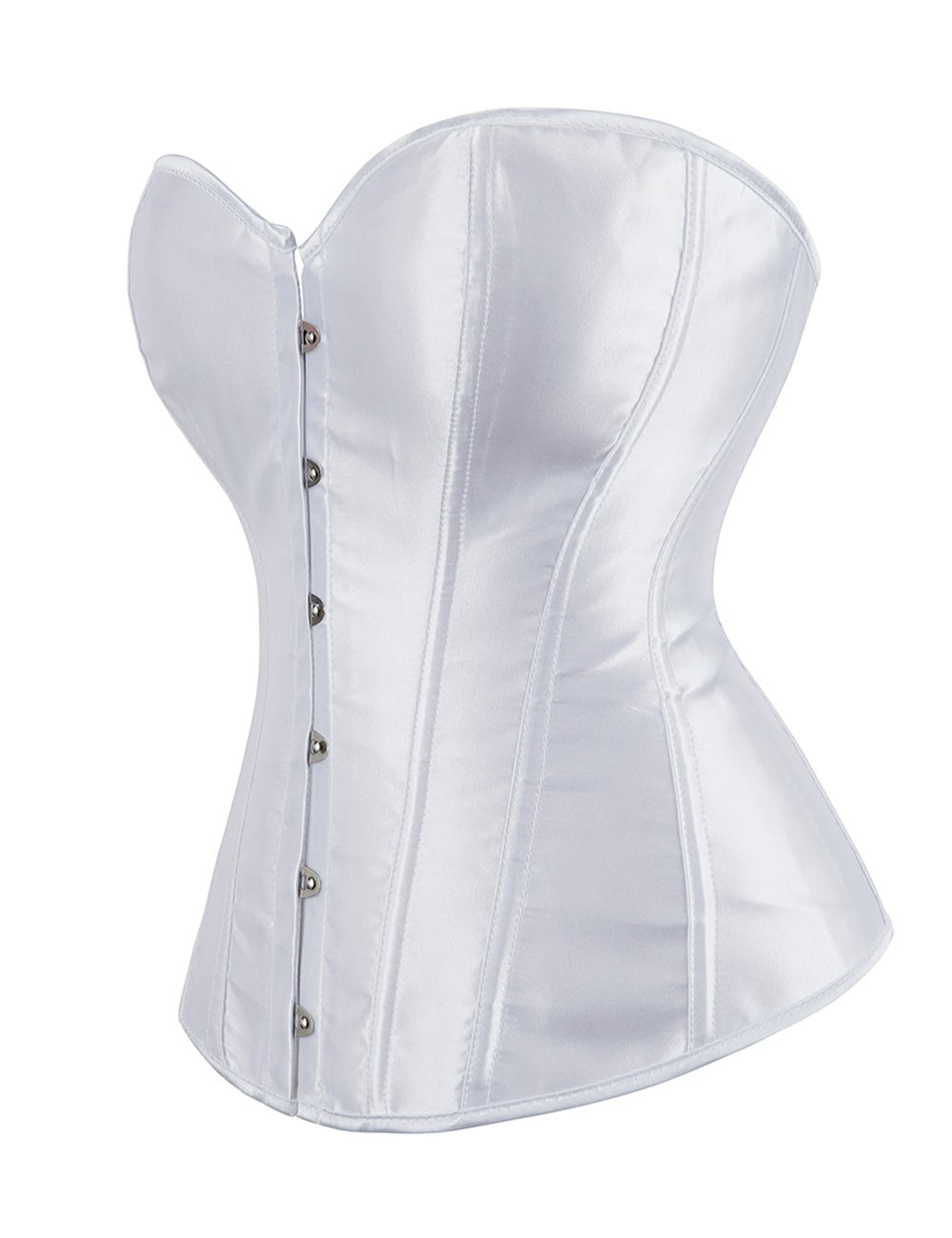 14 Pieces Plastic Bones White Sexy Satin Tube Top Palace Style Corset - TeaseFashion