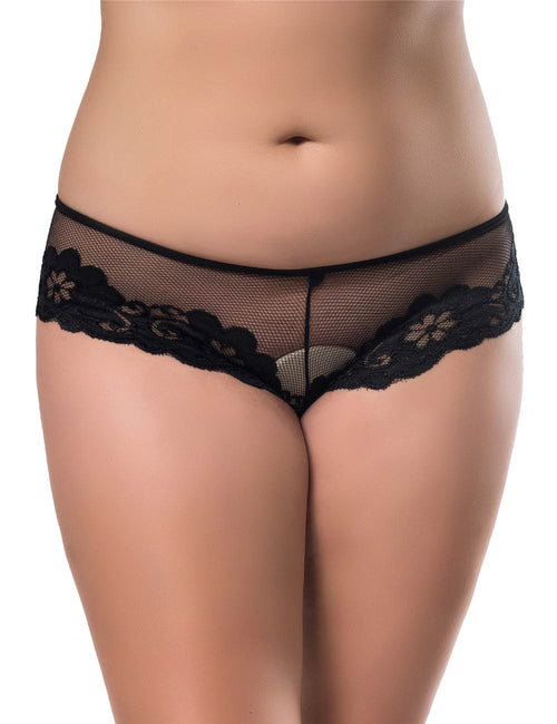 Black Floral Lace Knickers - TeaseFashion