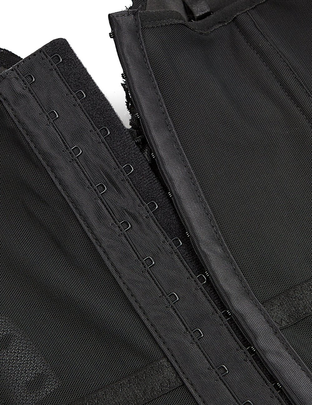 8 Pieces Plastic Bones Black Deluxe Satin Lace Stitching Corsets - TeaseFashion