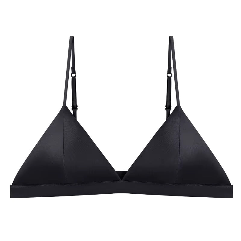 Black Triangle Wire - Free Breathable Silk Bra - TeaseFashion