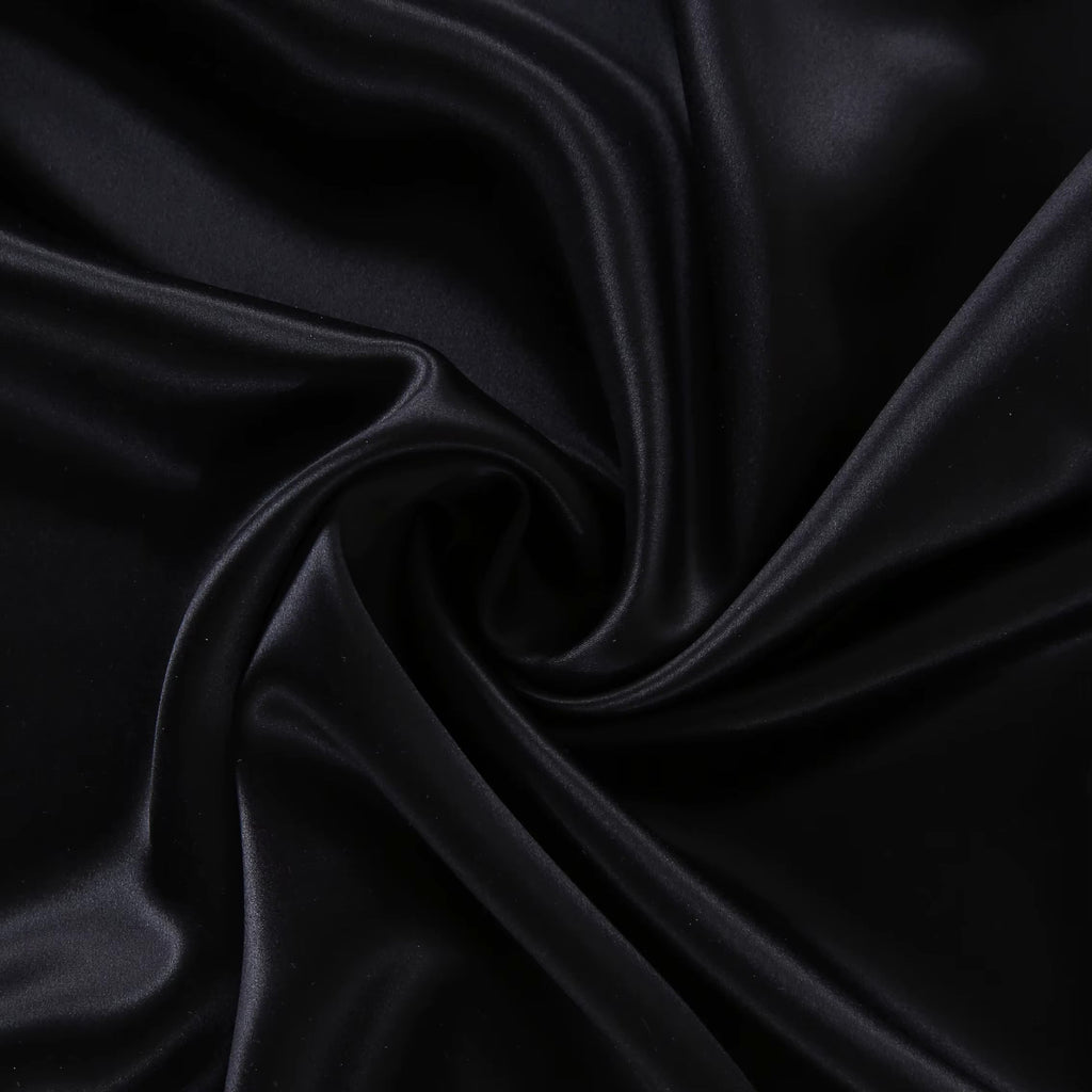 Black Luxury 100% Mulberry Silk Pillow case Sleep, Eye Mask Blind and Scrunchies Gift Set - TeaseFashion