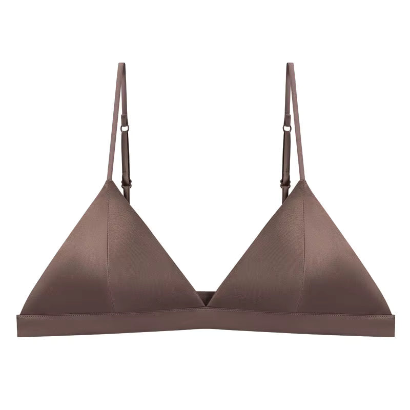 Coffee Triangle Wire - Free Breathable Silk Bra - TeaseFashion