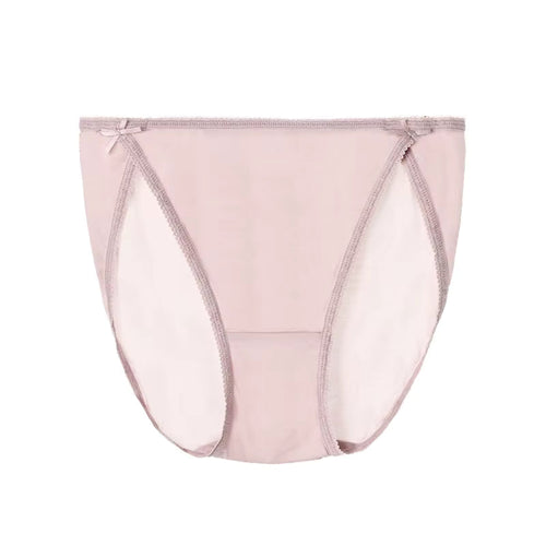 Beige Plain Color Sexy Cosy Silk Brief Underwear Seamless Silk Panty - TeaseFashion