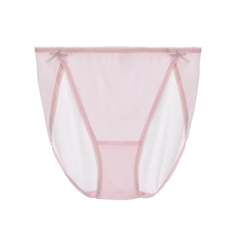 Nude Pink Plain Color Sexy Cosy Silk Brief Underwear Seamless Silk Panty - TeaseFashion