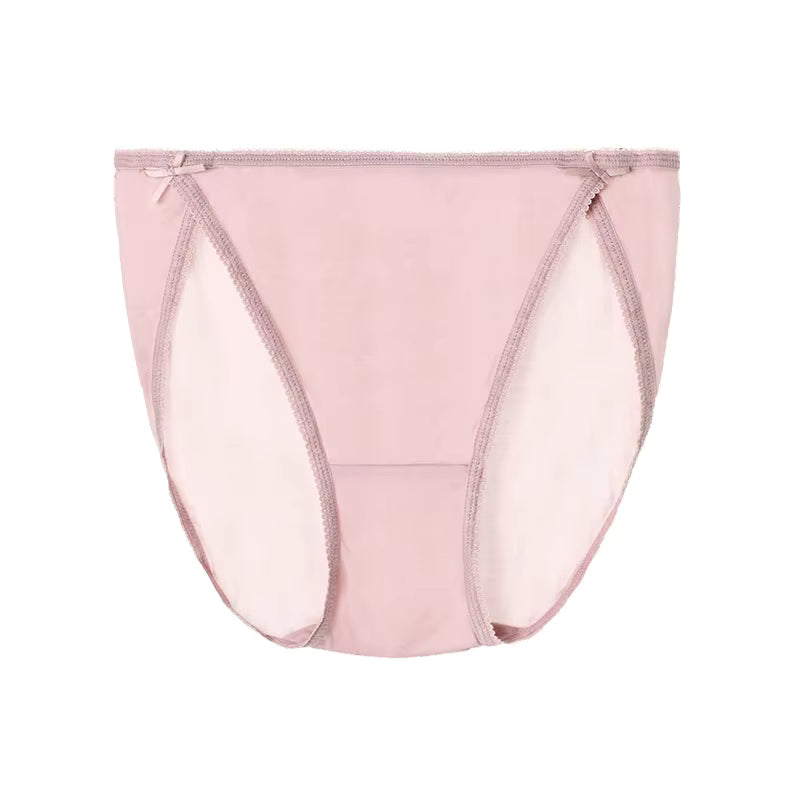 Pink Plain Color Sexy Cosy Silk Brief Underwear Seamless Silk Panty - TeaseFashion