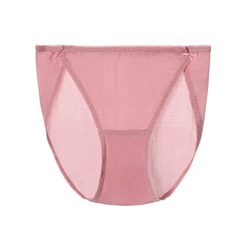 Rose Plain Color Sexy Cosy Silk Brief Underwear Seamless Silk Panty - TeaseFashion