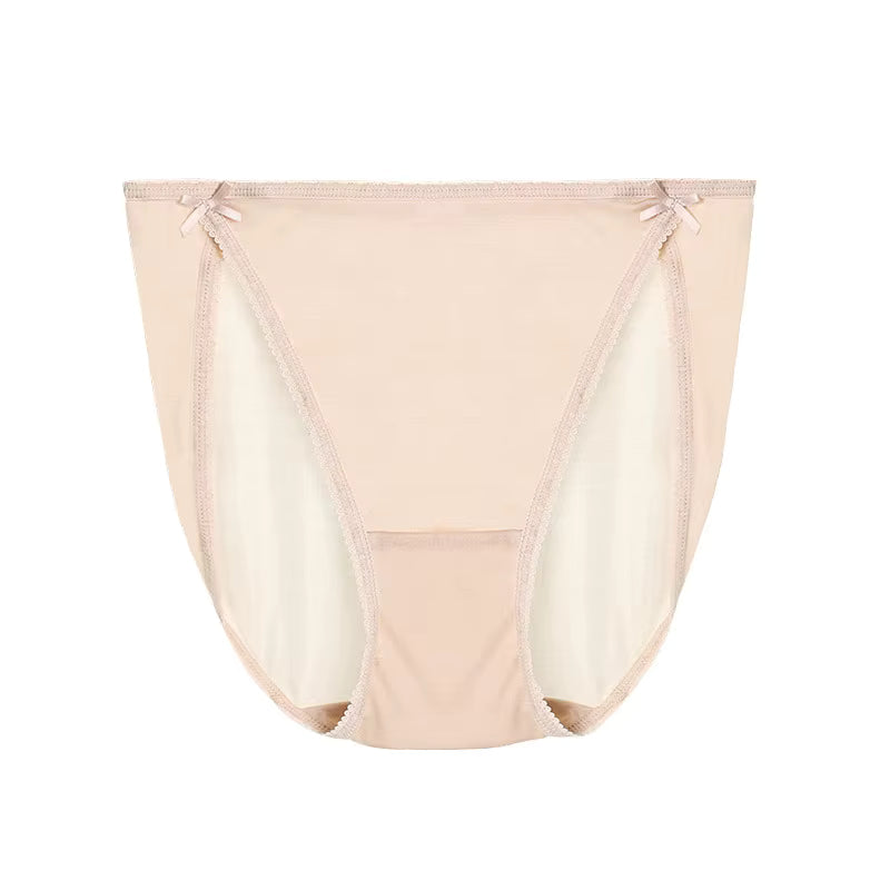 Sand Plain Color Sexy Cosy Silk Brief Underwear Seamless Silk Panty - TeaseFashion