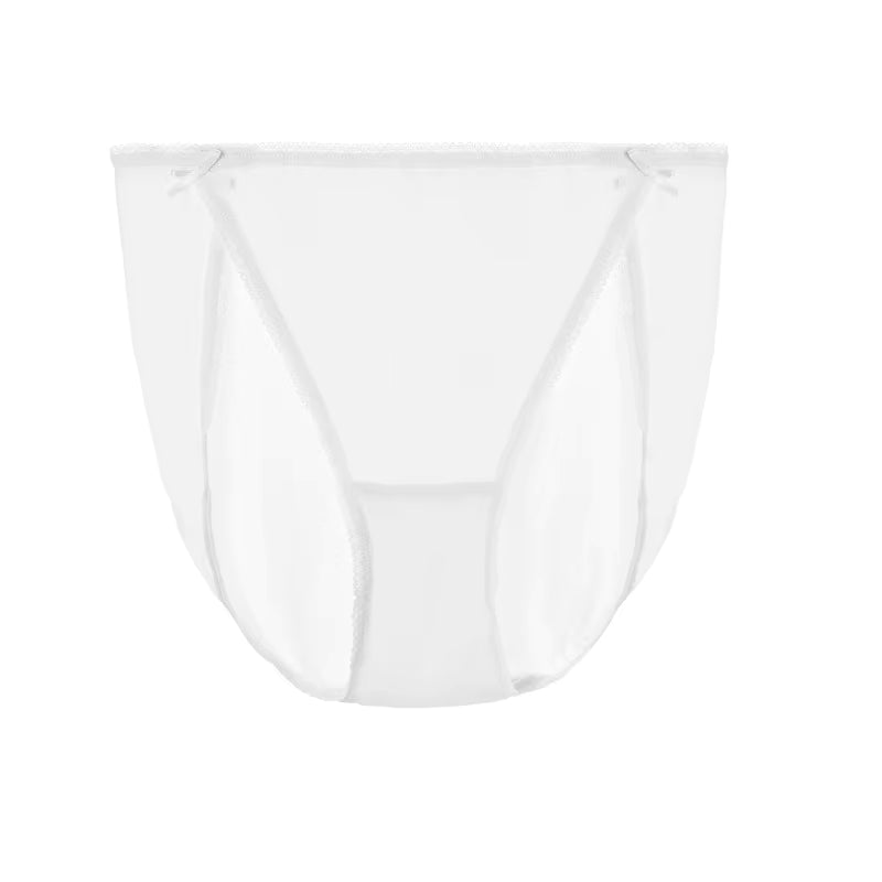 White Plain Color Sexy Cosy Silk Brief Underwear Seamless Silk Panty - TeaseFashion