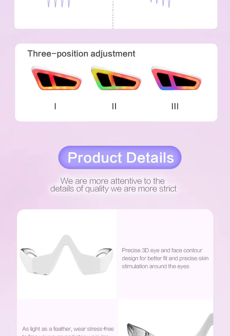 Reducing Dark Circles Eye Pods Massage Red Light Therapy Glasses Under Eye Massager for Puffiness Eye Bags with Microcurrent - TeaseFashion