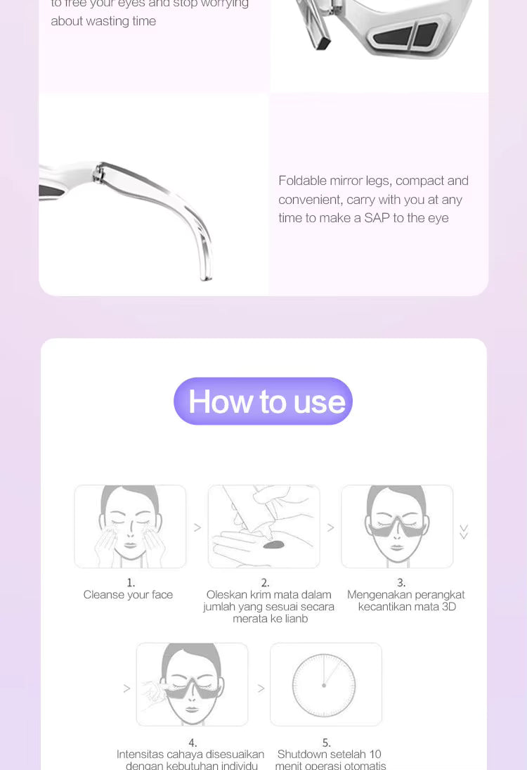 Reducing Dark Circles Eye Pods Massage Red Light Therapy Glasses Under Eye Massager for Puffiness Eye Bags with Microcurrent - TeaseFashion