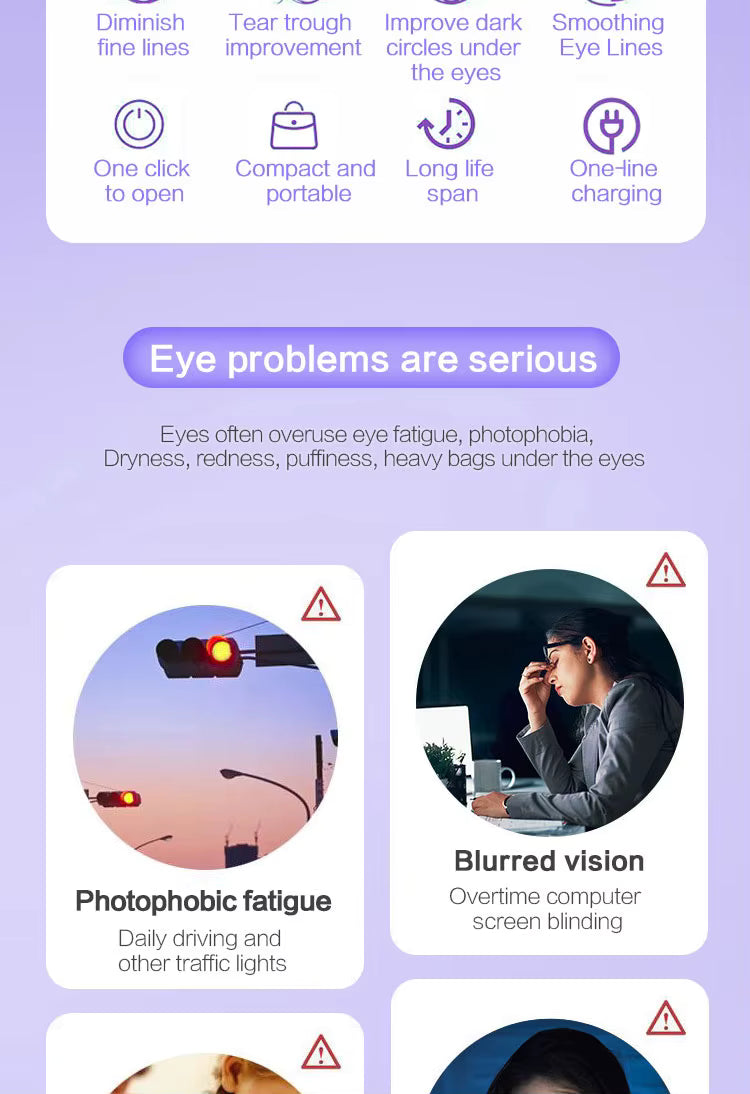 Reducing Dark Circles Eye Pods Massage Red Light Therapy Glasses Under Eye Massager for Puffiness Eye Bags with Microcurrent - TeaseFashion