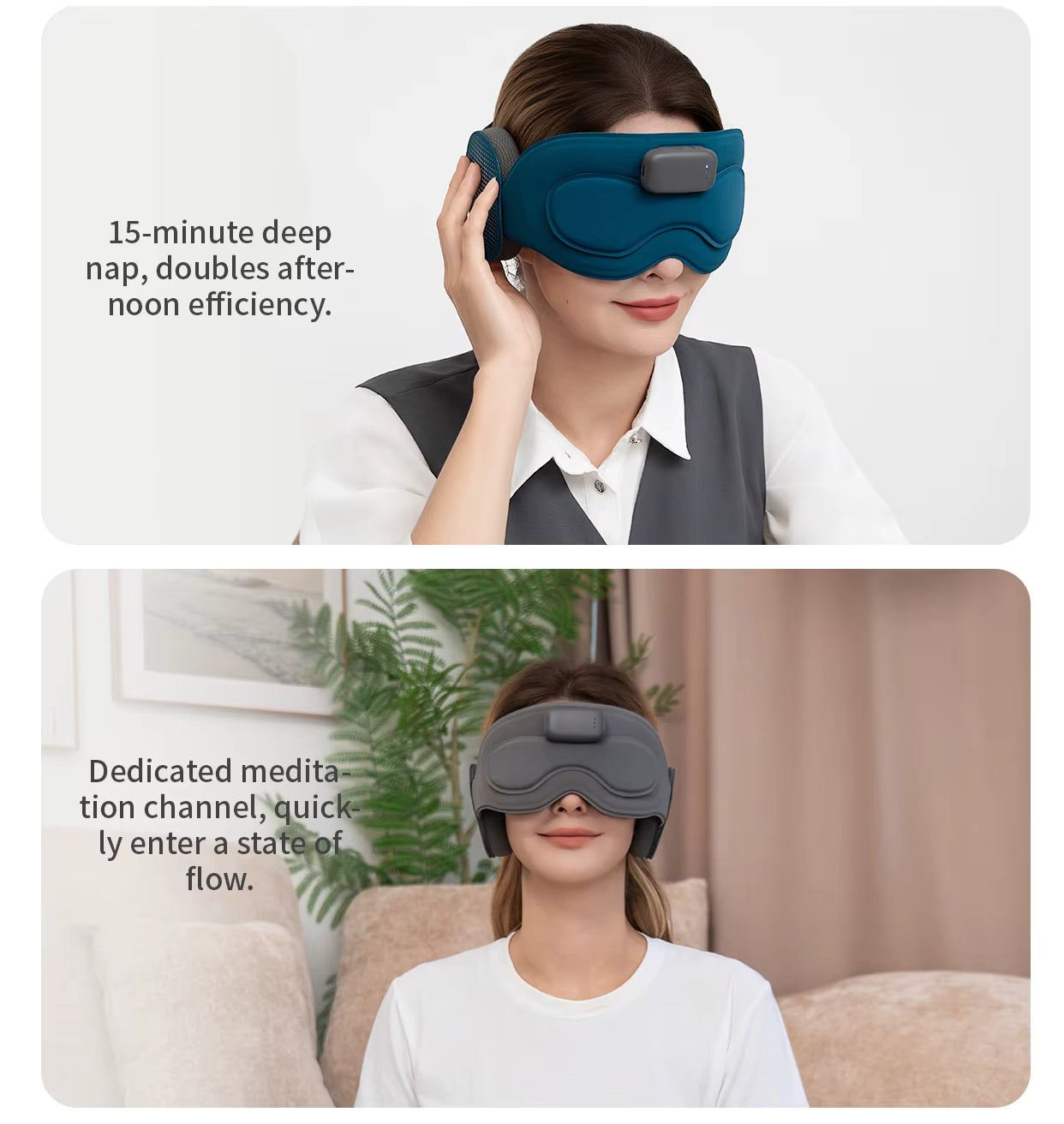 Grey Intelligent Sleep Mask with AI Technology, Eye Massage and Heat Regulation