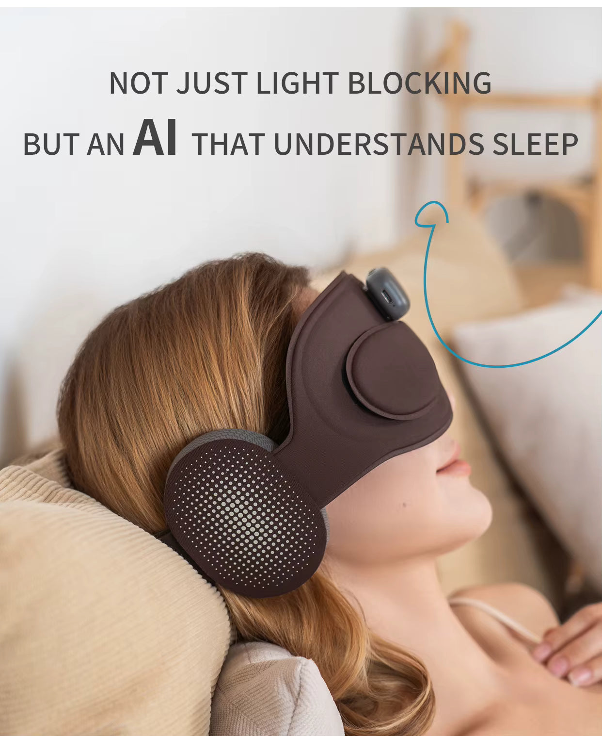 Grey Intelligent Sleep Mask with AI Technology, Eye Massage and Heat Regulation