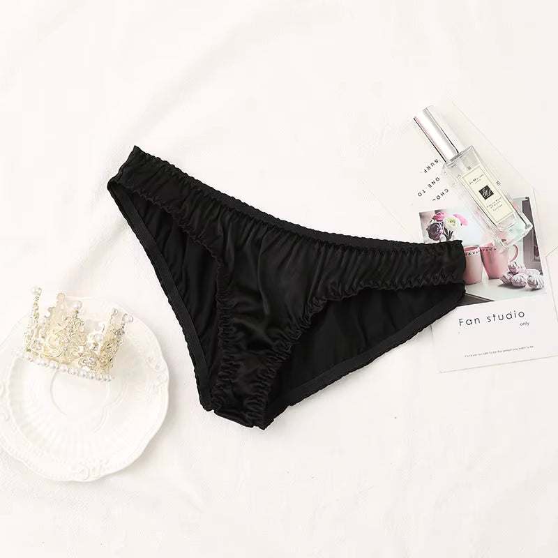 Black Silk Low Waist Thong G String Sexy Underwear - TeaseFashion