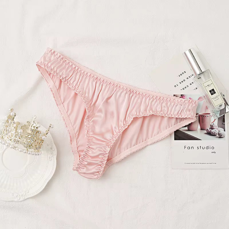 Pink Silk Low Waist Thong G String Sexy Underwear - TeaseFashion