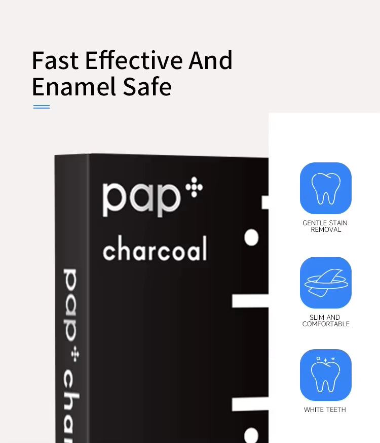 PAP Charcoal Teeth Whitening Strips Sensitive Teeth Cleaning Fast Stain Removal - TeaseFashion