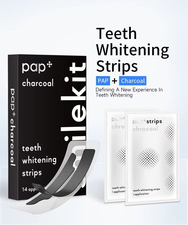 PAP Charcoal Teeth Whitening Strips Sensitive Teeth Cleaning Fast Stain Removal