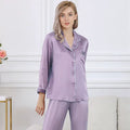 Lavender Purple - Long Premium Silk Pajama Set - TeaseFashion