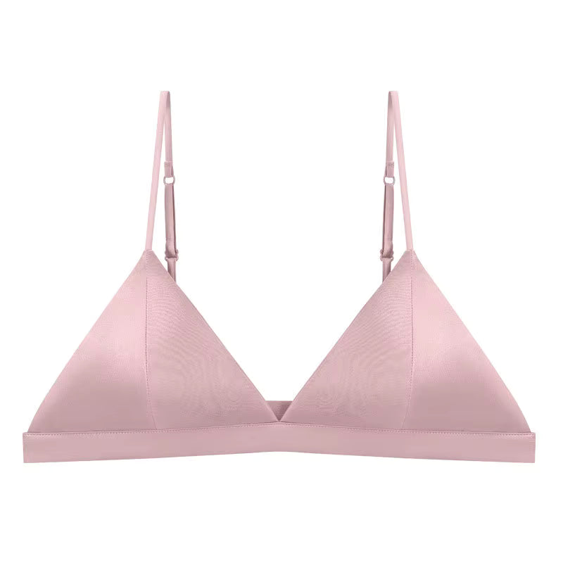 Pink Triangle Wire - Free Breathable Silk Bra - TeaseFashion