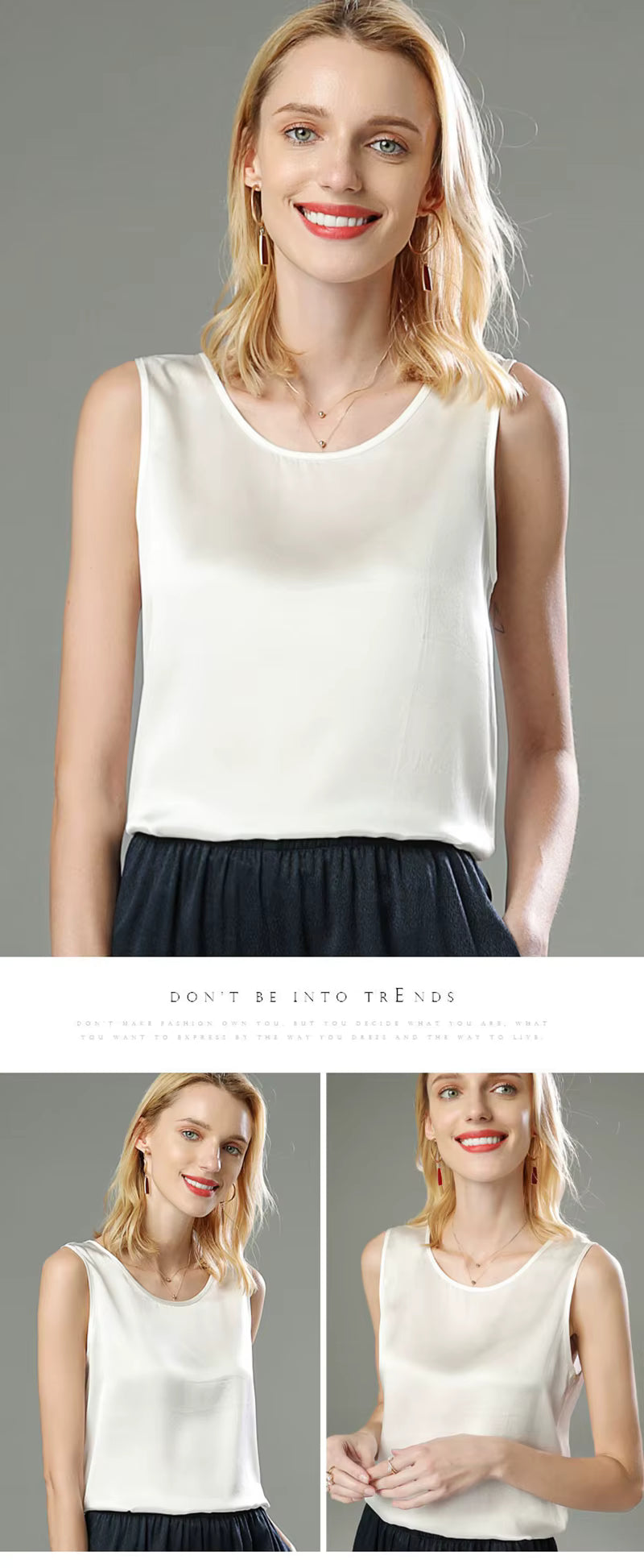 Black Summer Bottom Shirt Solid Color Silk Vest - TeaseFashion