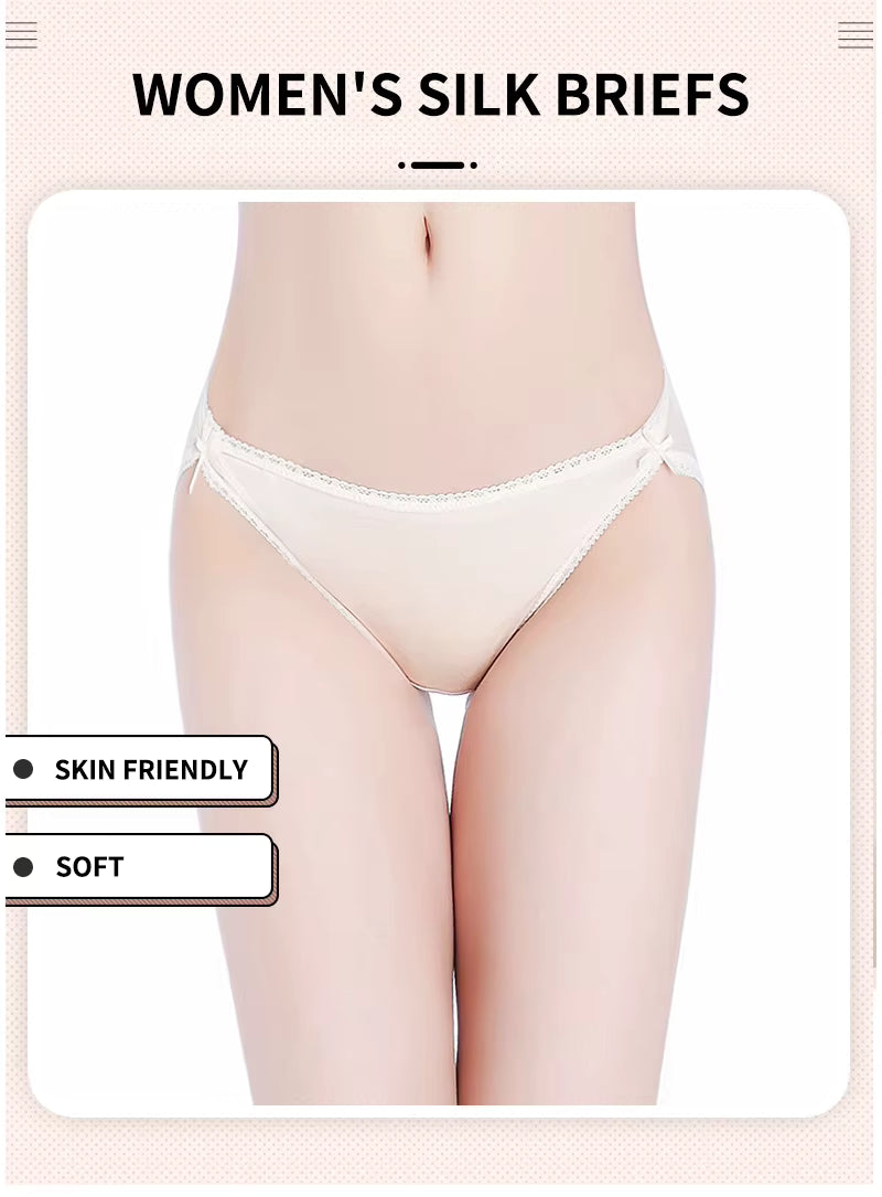 Black Plain Color Sexy Cosy Silk Brief Underwear Seamless Silk Panty - TeaseFashion