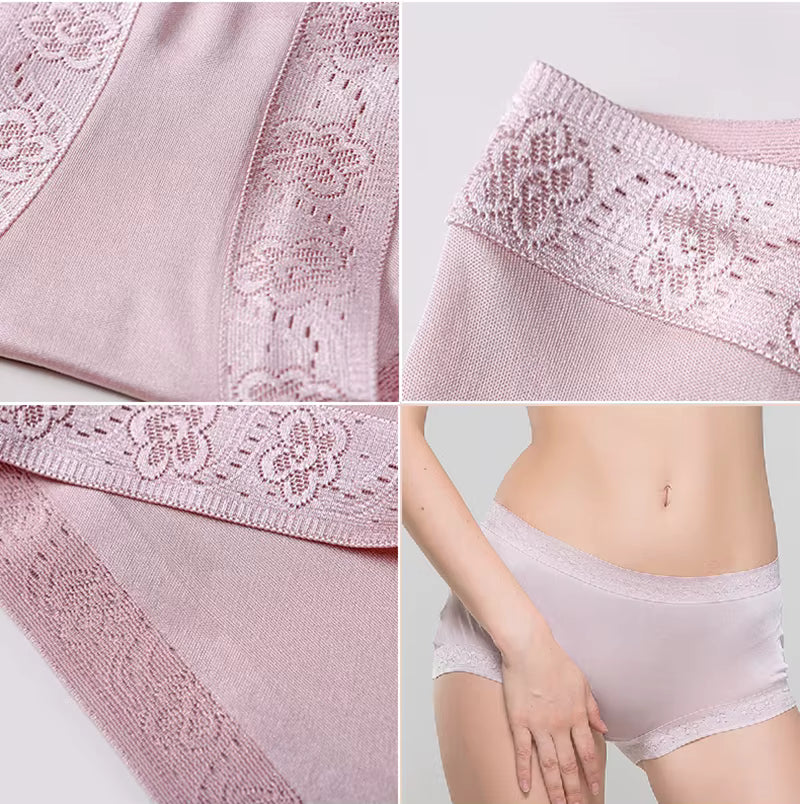 Zwarte Kanten Slipje Sexy Ademend Mid-Taille Naadloos Zijden Ondergoed
