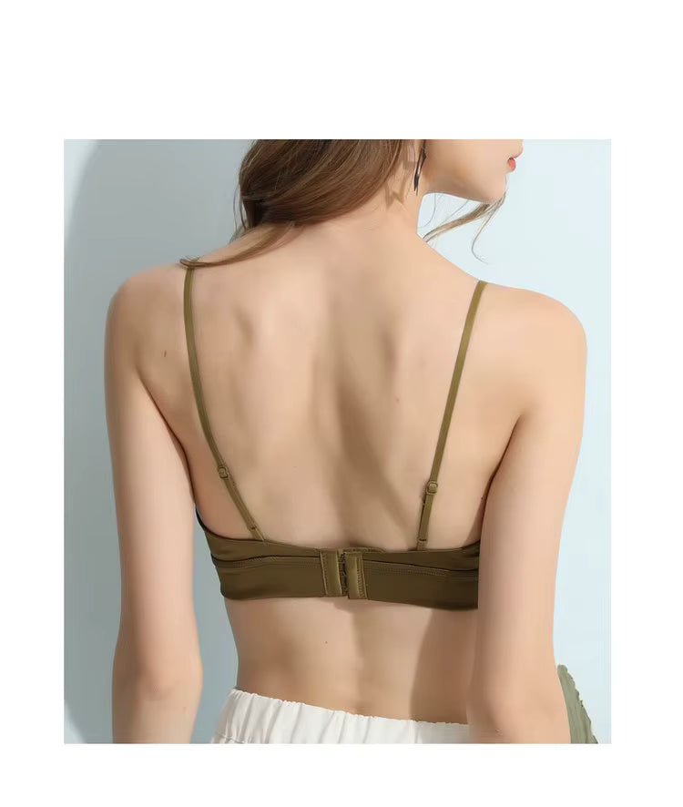 Black Wire Free Silk Underwear Bra - TeaseFashion