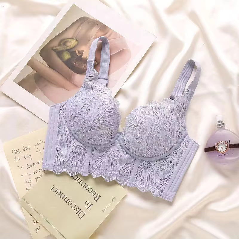 Purple Seamless Mesh Lace Bras for Women Thin Soft Silk Bra - TeaseFashion