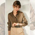Camel Silk Lady Casual Shirt - TeaseFashion