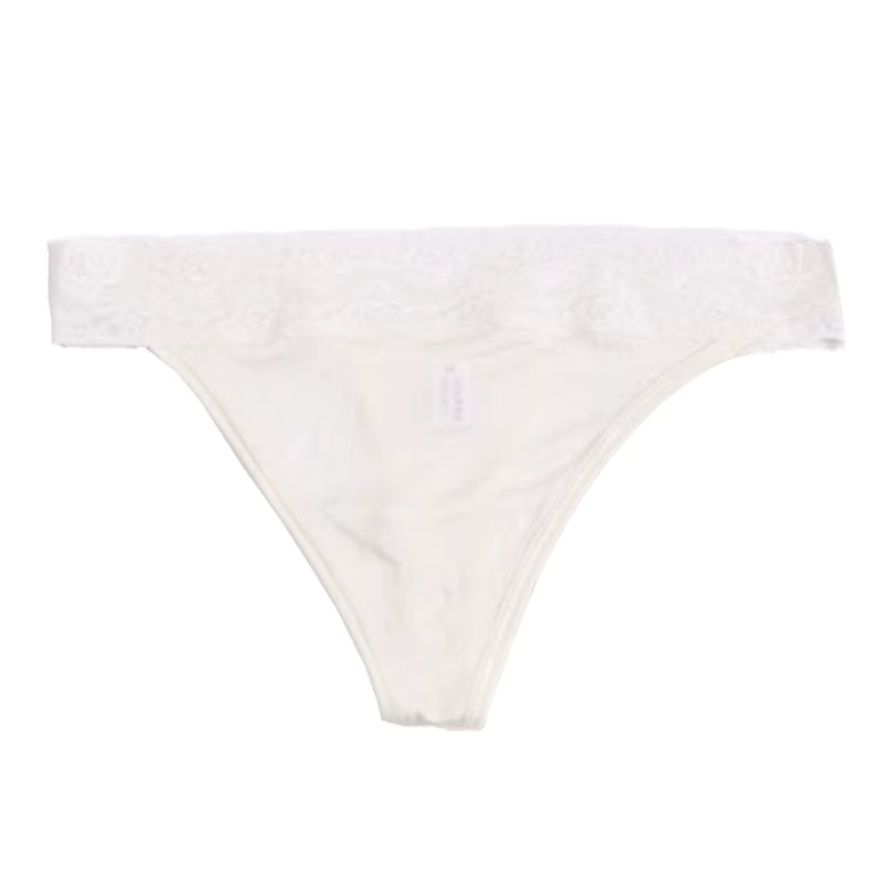Ivory Modern Sexy Lace Silk Thong for Ultra - Soft Comfort and Seamless Elegant Fit - TeaseFashion