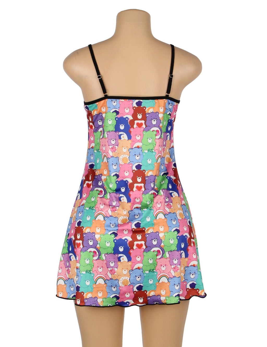 Bear Print Milk Silk Suspender Mini Dress – Adjustable Straps Homewear - TeaseFashion