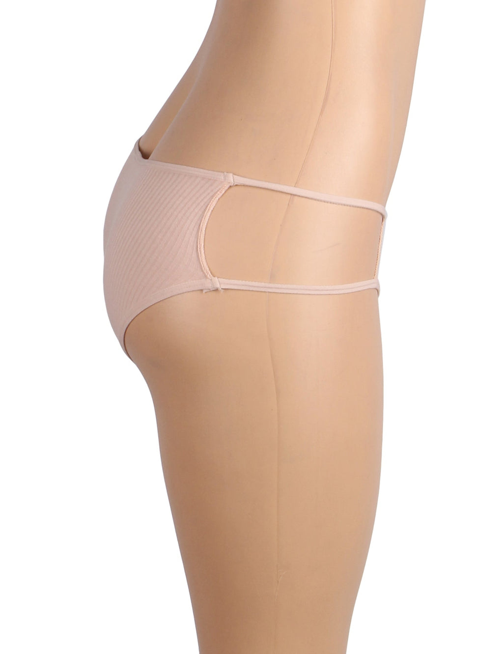 Beige Cotton Panty – Double Side Strap Cut - Out Waistband & Cotton Gusset - TeaseFashion