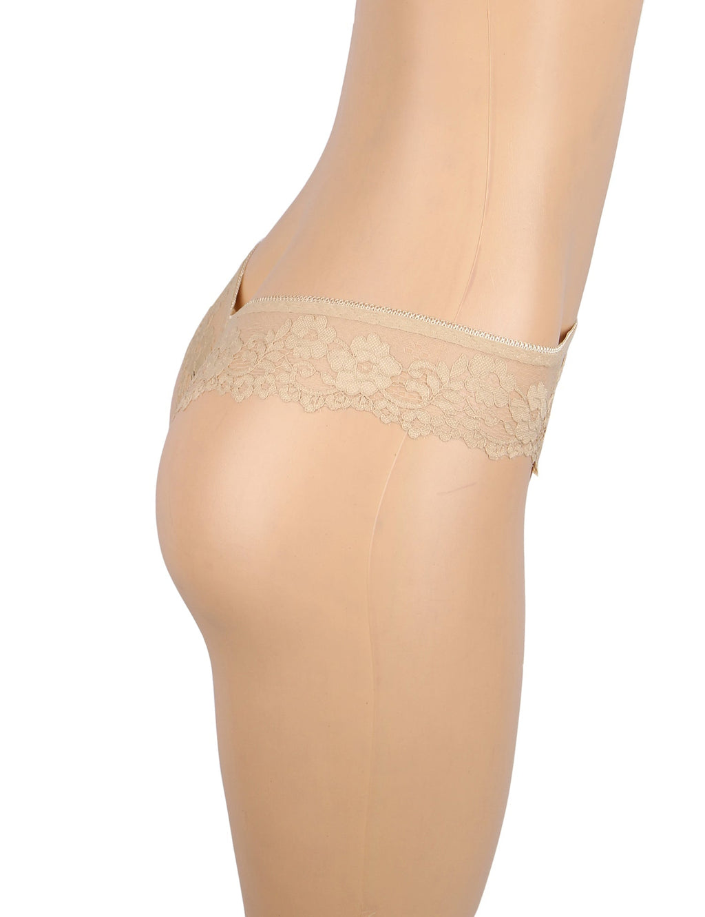 Beige Floral Lace Panty with Cotton Lining - TeaseFashion