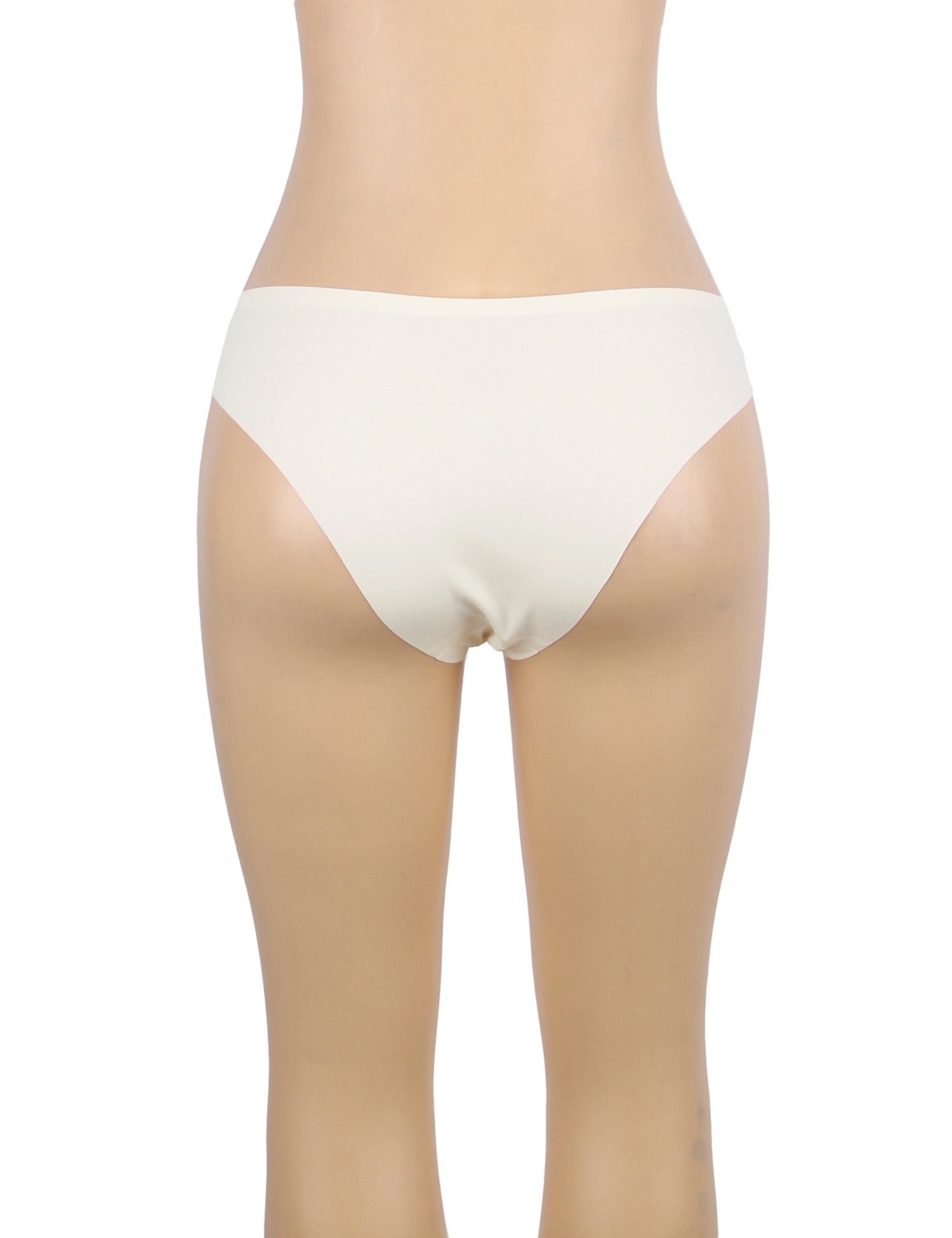 Beige Ice Silk Seamless Panty – Decorative Ring Waistband & Hollow Detail - TeaseFashion
