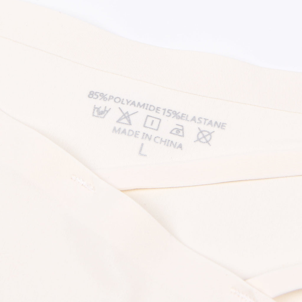 Beige Ice Silk Seamless Panty – Decorative Ring Waistband & Hollow Detail - TeaseFashion