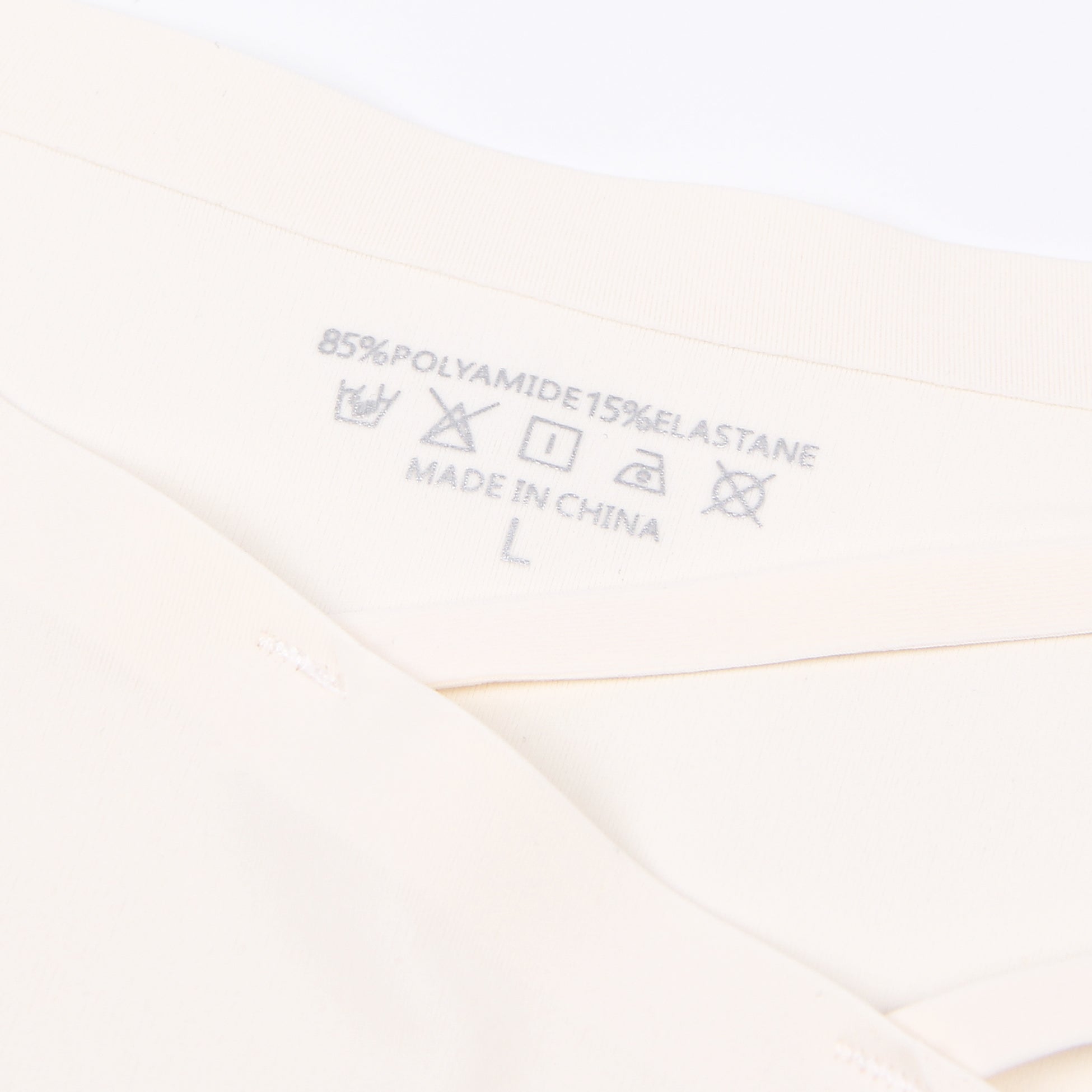 Beige Ice Silk Seamless Panty – Decorative Ring Waistband & Hollow Detail - TeaseFashion