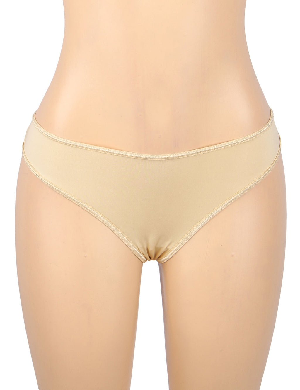 Beige Milk Silk Panty – Lace & Hollow - Out Back with Cotton Lining - TeaseFashion