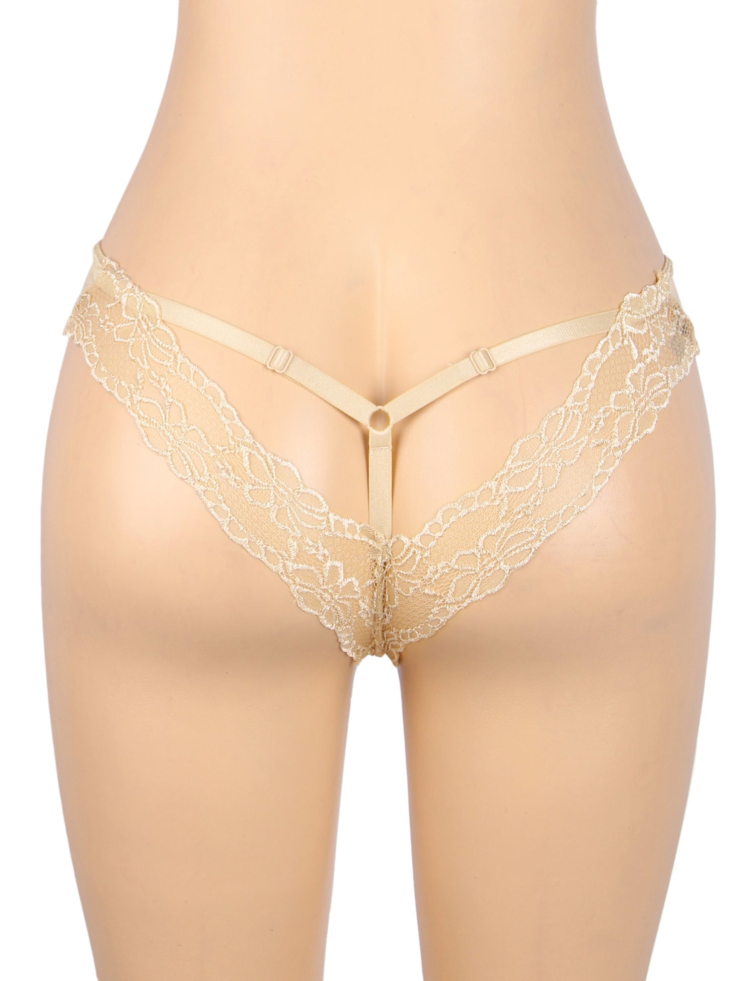 Beige Milk Silk Panty – Lace & Hollow - Out Back with Cotton Lining - TeaseFashion