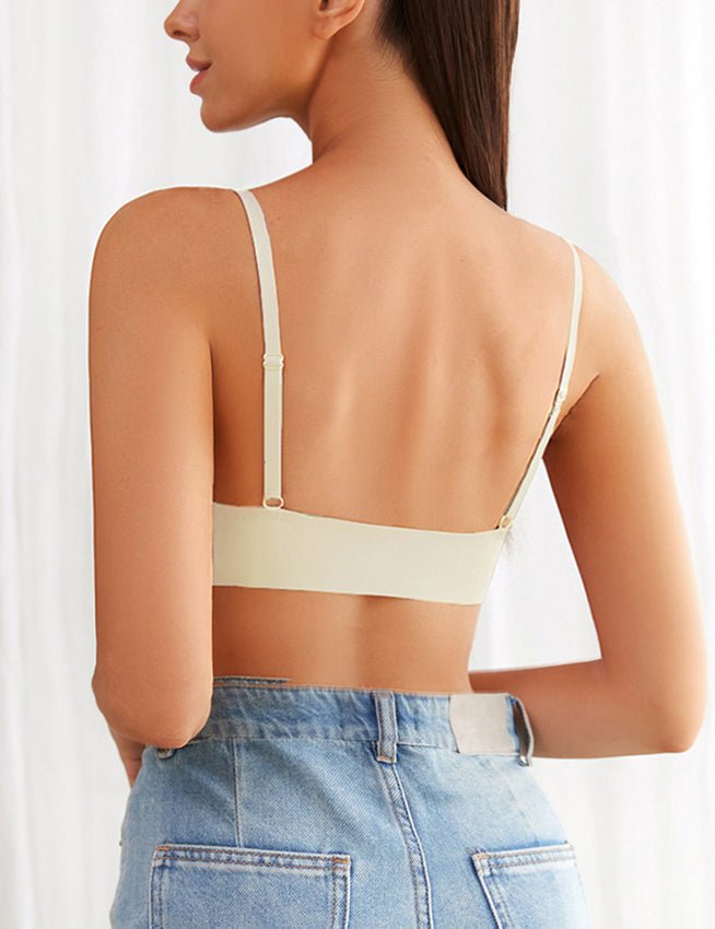 Beige Seamless Wireless Bra with Front Magnetic Clasp - TeaseFashion