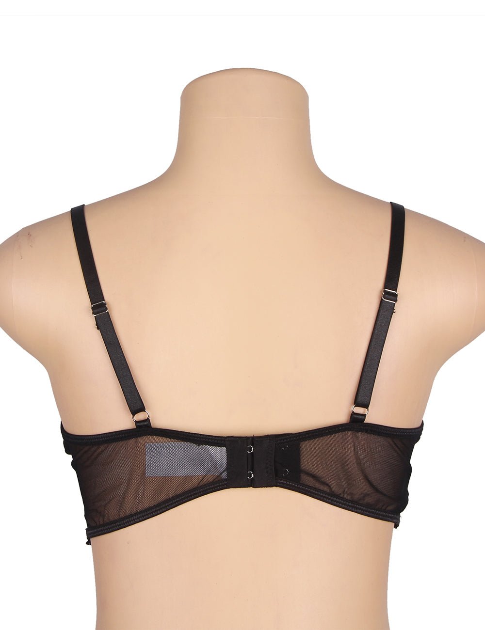 Black 3D Embroidery Lace Bra Set – Underwire & Heart - Cup Design - TeaseFashion