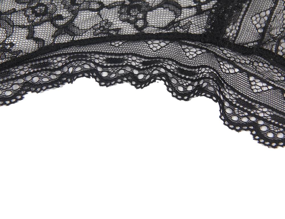 Black 3D Floral Lace Panty – Mid - Rise with Cotton Lining - TeaseFashion