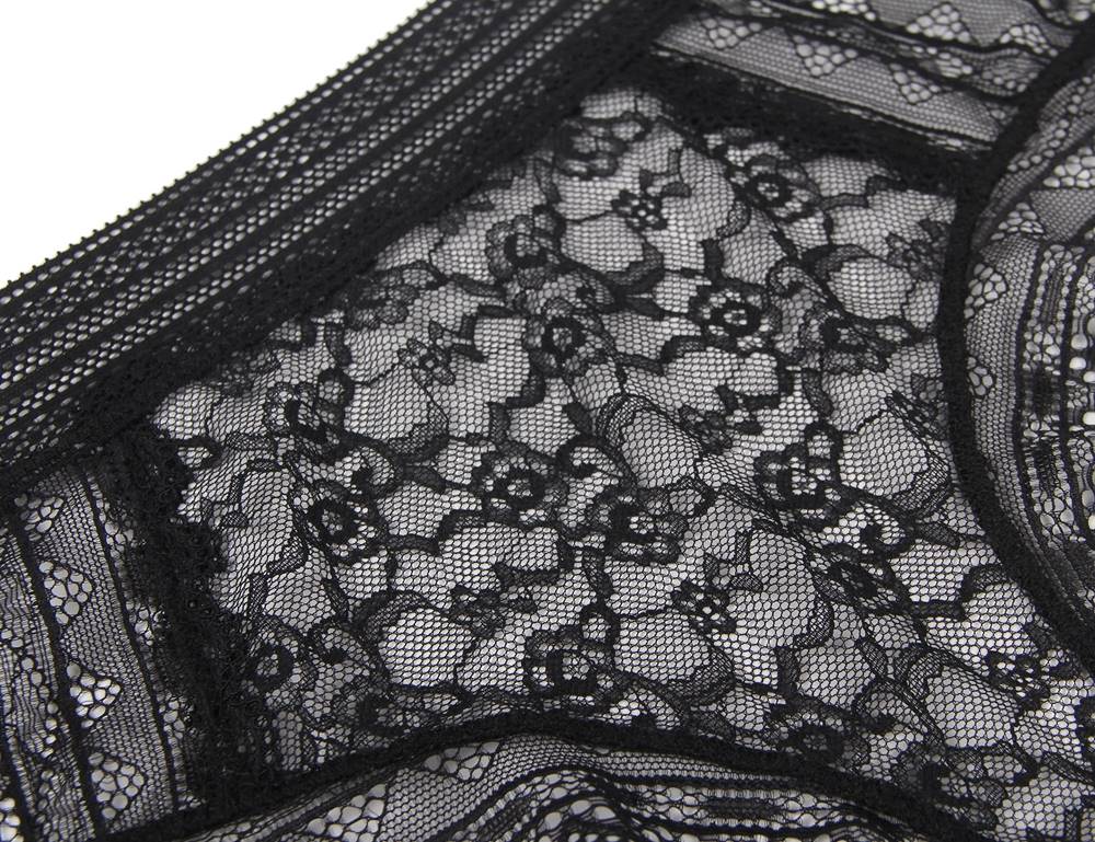 Black 3D Floral Lace Panty – Mid - Rise with Cotton Lining - TeaseFashion
