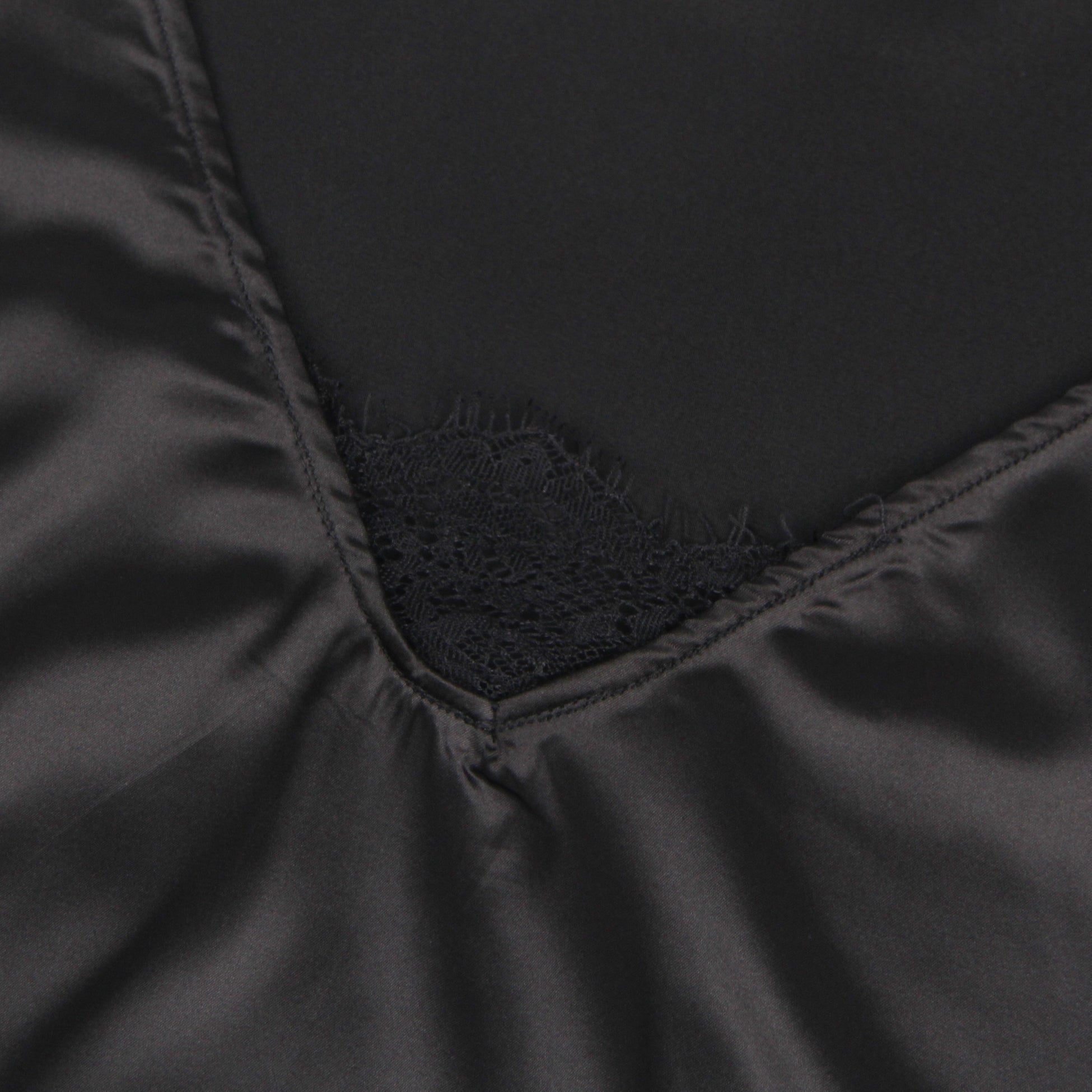 Black Deep V - Neck Babydoll with Eyelash Lace Chest Panel, Crisscross Open Back & Adjustable Straps - TeaseFashion