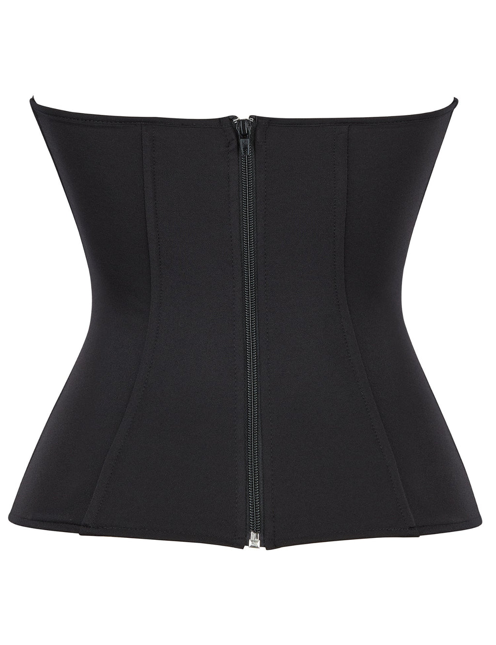 Black Embroidered Corset with Zipper & Ribbon Lacing - TeaseFashion