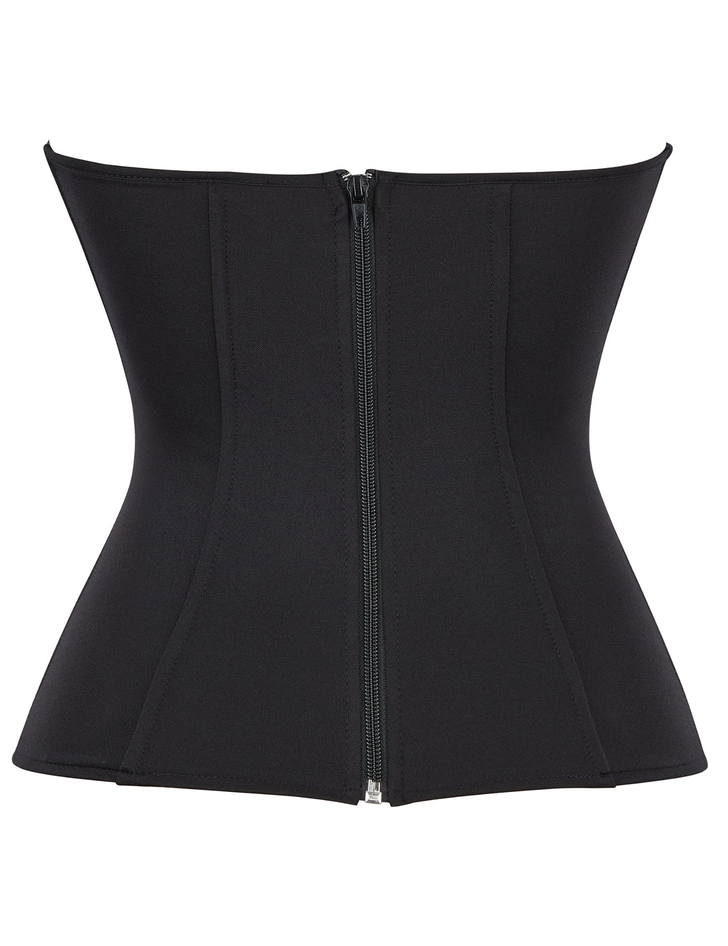 Black Embroidered Corset with Zipper & Ribbon Lacing - TeaseFashion
